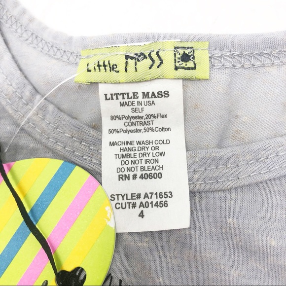 NEW LITTLE MASS Unisex Gray Flag Rock Tee-Size 4 - Picture 7 of 7